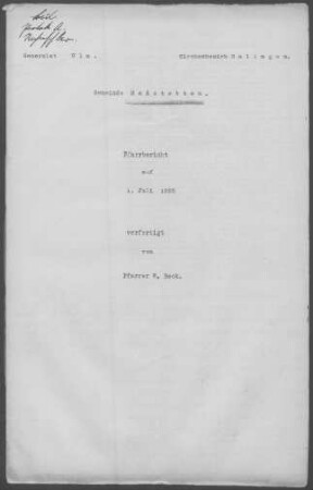 Meßstetten-Hossingen: Pfarrberichte 1925