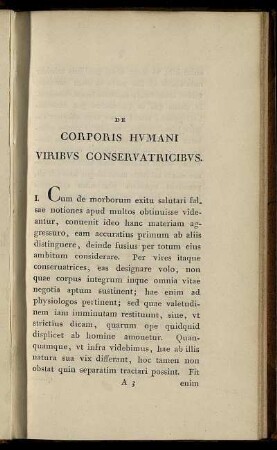 De Corporis Humani Viribus Conservatricibus.