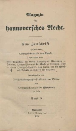 9.1859: Magazin für hannoversches Recht