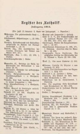 I-III Register Jahrgang 1914