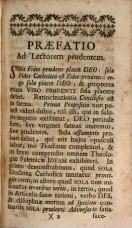 Religio Prudentum, Sive Sola Fides Catholica Fides Prudens Opusculum Paraeneticum Cum Reflexionibus Practicis De Vita Ex Fide