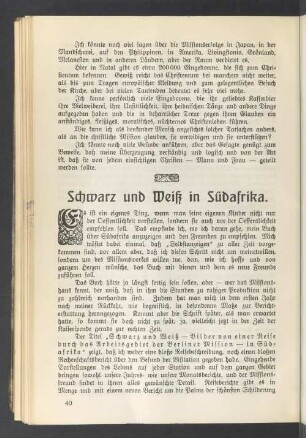 Schwarz und Weiß in Südafrika