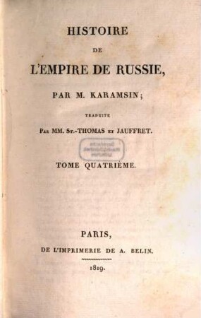 Histoire de l'empire de Russie, 4 (1819)