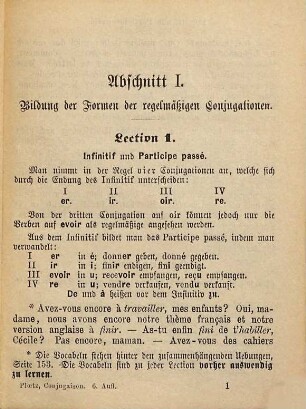 Conjugaison française : zweite Unterrichtsstufe für Töchterschulen und den Privatunterricht : mit einem Lesebuche und Vocabular