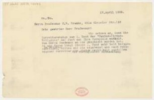 Brief an Friedrich Wilhelm Franke : 17.04.1928