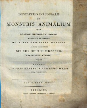 Diss. inaug. de monstris animalium