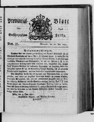 Num. 25, Ausgabe vom 20. Juni 1821