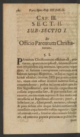 Sub-Sectio I. De Officio Parentum Christianorum.