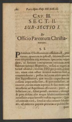 Sub-Sectio I. De Officio Parentum Christianorum.