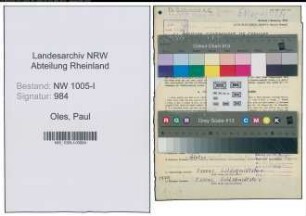 Entnazifizierung Paul Oles , geb. 05.10.1901 (Magazinverwalter)