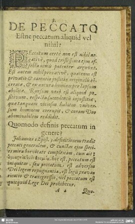 Estne peccatum aliquid vel nihil?