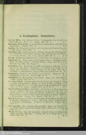 A. Encyklopädieen. Sammelwerke