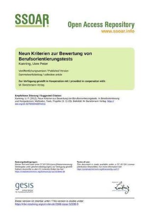 Neun Kriterien zur Bewertung von Berufsorientierungstests