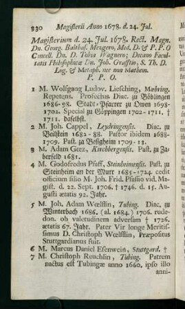 Magisterii Anno 1678 - 1682