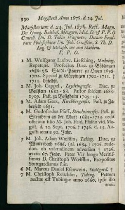 Magisterii Anno 1678 - 1682