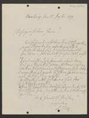 Brief von August Vill an Unbekannt