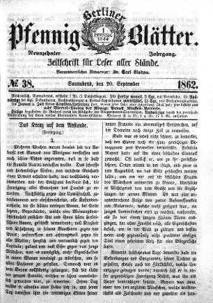No. 38, Sonnabend, den 20. September
