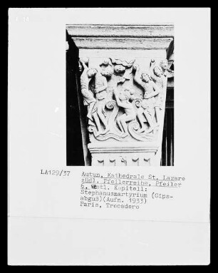 Autun, Kathedrale Saint-Lazare, südlichen Pfeilerreihe, 6. westliches Kapitell: Stephansmartyrium