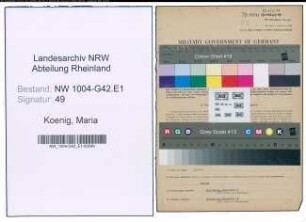 Entnazifizierung Maria Koenig , geb. 29.10.1900 (Arbeitsleiterin)