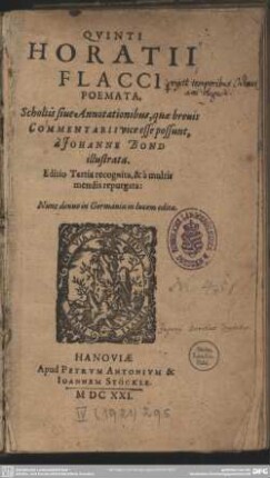 Qvinti Horatii Flacci Poemata