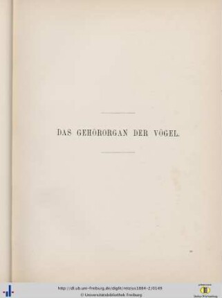 Das Gehörorgan der Vögel.