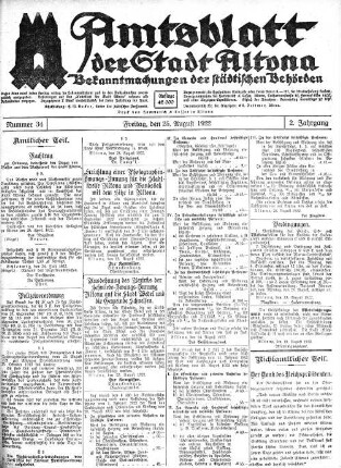 Nummer 34 : Freitag, den 25. August 1922