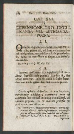 Cap. XXII. De Defensione Pro Declinanda Vel Mitiganda Poena