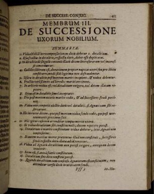 Membrum III. De Successione Uxorum Nobilium