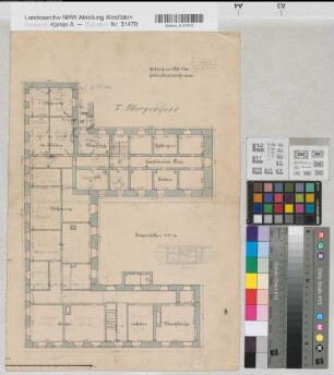 Rüthen (Rüthen) Amtsgericht Grundriß 1. Obergeschoß (1909) 1 : 100 48 x 33 Bestandszeichnung (ehemals zusammen mit A 31469) Staatshochbauamt Soest