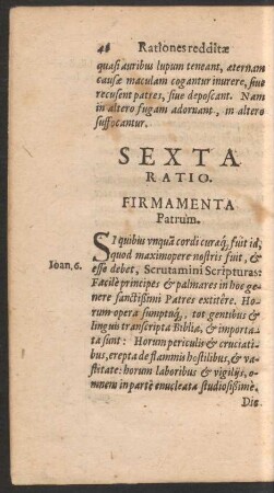 Sexta Ratio. Firmamenta Patrum.