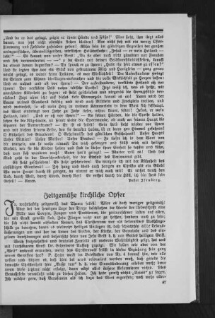 Zeitgemäße kirchliche Opfer