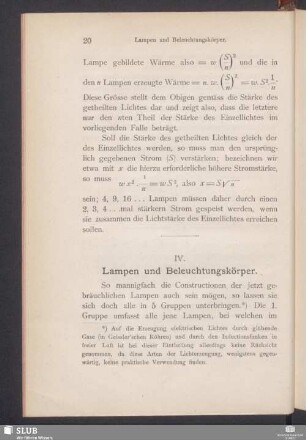 IV. Lampen und Beleuchtungskörper