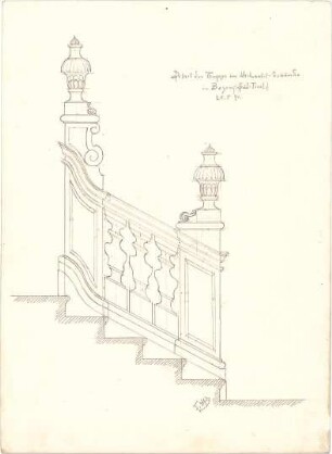 ohne Verfasserangabe; Eppan, Bozen / Südtirol (Italien); Bauaufnahmen - Treppe im Merkantilgebäude in Bozen (Detail)