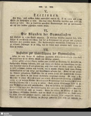 V. Lectionen
