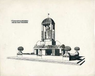 Billing, Hermann; Karlsruhe, Stephanplatz; Brunnen auf dem Stephanplatz - Perspektive