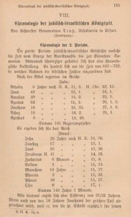 125-144 Chronologie der judäisch-israelitischen Königszeit : Fortsetzung