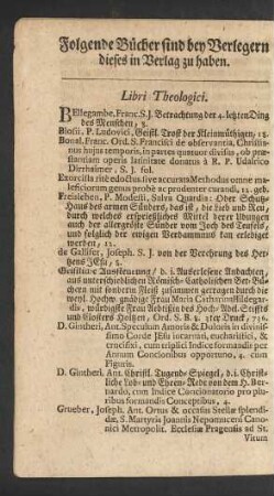 Folgende Bücher sind bey Verlegern dieses in Verlag zu haben.