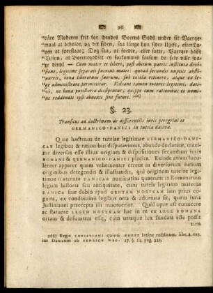 §. 23. Transitus ad doctrinam de differentiis iuris peregrini et Germanico-Danici in tutela dativa.