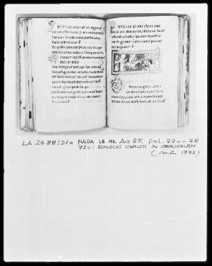 Capitula et Orationes officii — Einzug Christi in Jerusalem, Folio 78recto