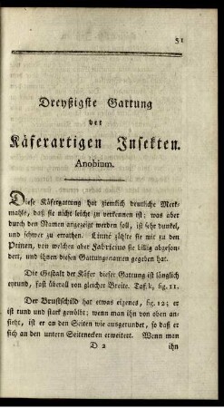 Dreyßigste Gattung der Käferartigen Insekten. Anobium.