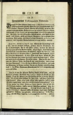 Lit. D. Fernerweites Testimonium Notariale