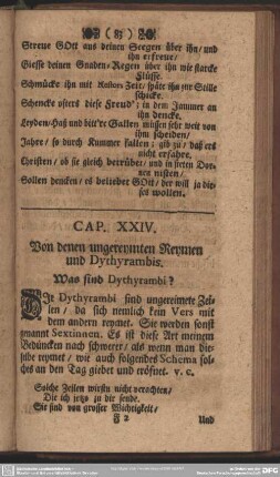 Cap. XXIV. Von denen ungereymten Reymen und Dythyrambis