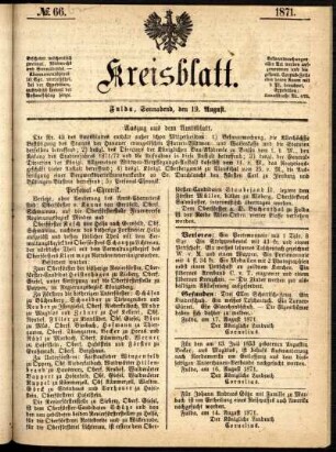 Ausgabe vom Samstag, den 19. August 1871.