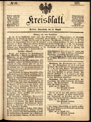 Ausgabe vom Samstag, den 19. August 1871.