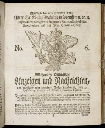 No. 6. Montags, den 6ten Februarii 1764.
