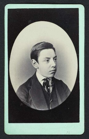 Porträt Alfred Riehme : Foto-/Bildersammlung Stenografische Sammlung. Porträt Alfred Riehme. Photographie. Carte de visite (1880/1885; A. Richter). Dresden: SLUB P a 0484