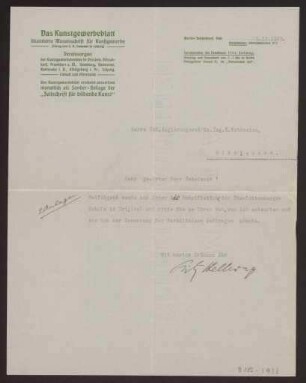 Schreiben an Hermann Muthesius (Brief)