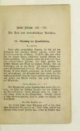 Zweiter Zeitraum: 486-768. Die Zeit des fränkischen Reiches