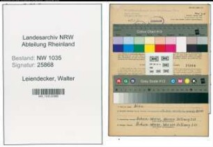 Entnazifizierung Walter Leiendecker , geb. 20.07.1898 (Fleischer)