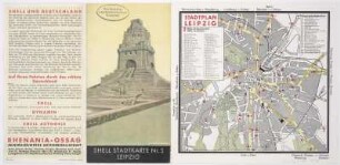 Plan von Leipzig, 1:20 000, Mehrfarbendruck, um 1935 : Stadtplan Leipzig. - [Ca. 1:20 000]. - Berlin [u.a.] : Rhenania-Ossag , [ca. 1935]. - 1 Plan : Mehrfarbendr. ; 20 x 19 cm. - (Shell Stadtkarte ; 5). Mit farb. Ill. und Texten auf d. Rücks.